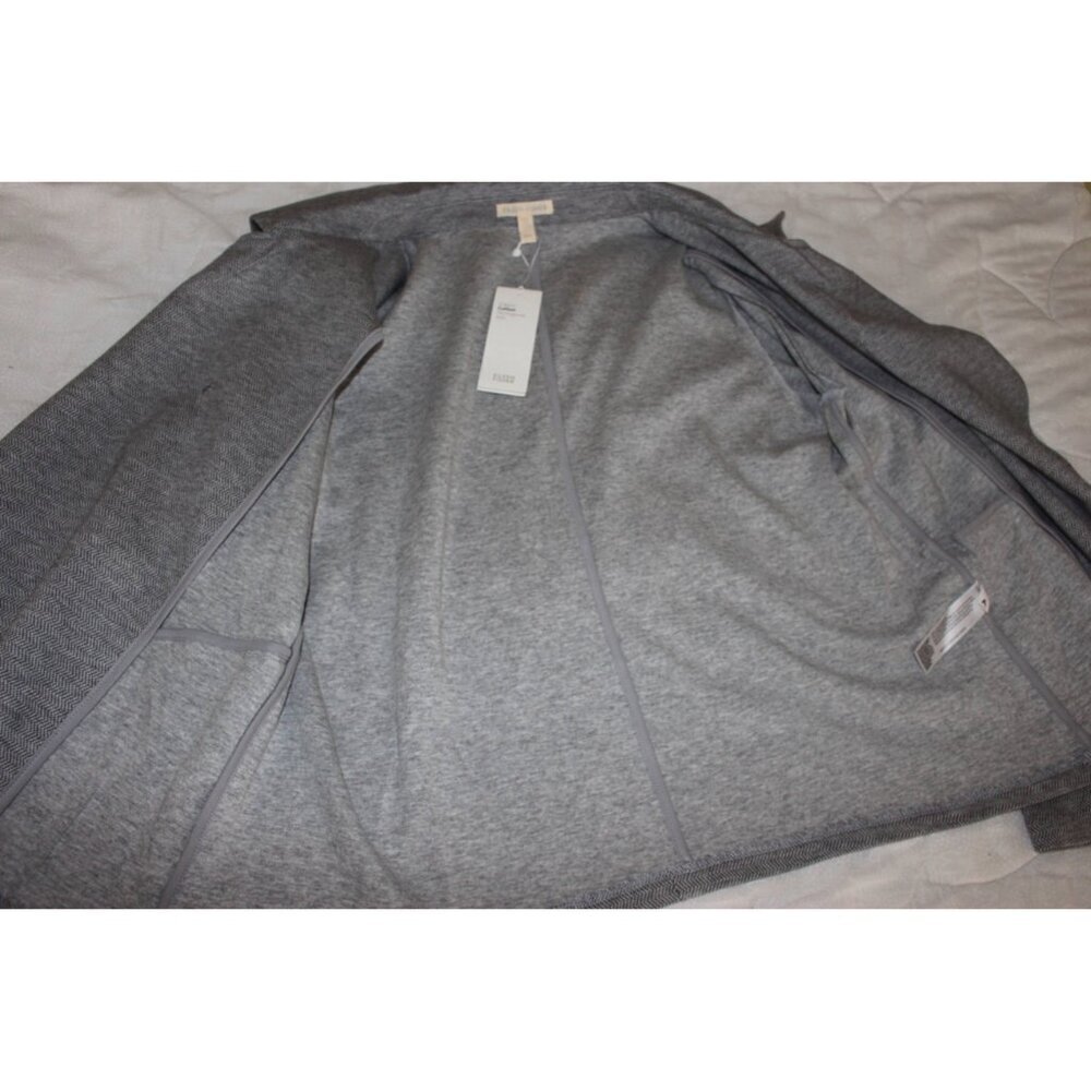 New w/Tags - Eileen Fisher Organic Cotton Herringbone Moto Jacket, Moon, Med - Picture 13 of 13